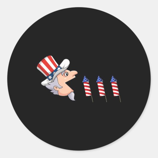 4. Juli Uncle Sam American Fireworks Fun Boys Runder Aufkleber (Vorderseite)