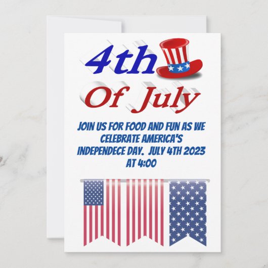 4. Juli Uncle Sam Einladung (Vorderseite)