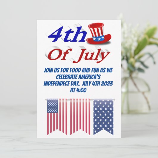 4. Juli Uncle Sam Einladung (Stehend Vorderseite)