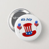 4. Juli Uncle Sam Hat und Balloons Button (Vorne & Hinten)