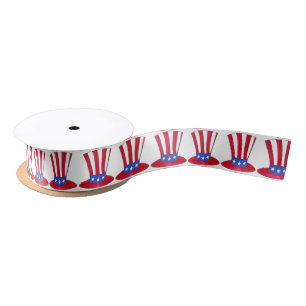 4. Juli Uncle Sam Hat USA Patriotic Ribbon Satinband
