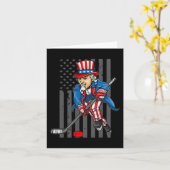 4. Juli Uncle Sam Ice Hockey Boys American Fla Karte (Gelbe Blume)