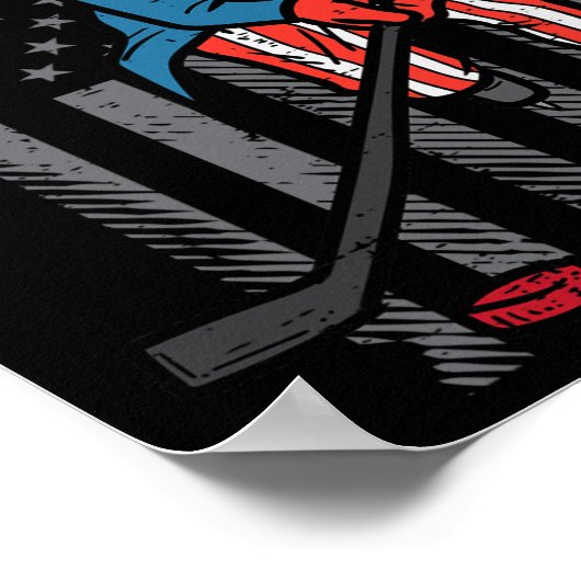 4. Juli Uncle Sam Ice Hockey US Flag America Men Poster (Ecke)