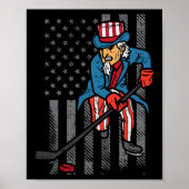 4. Juli Uncle Sam Ice Hockey US Flag America Men Poster (Vorne)