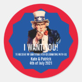 4. Juli Uncle Sam Independence Day Runder Aufkleber (Vorderseite)