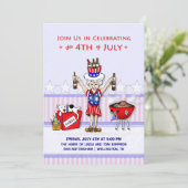 4. Juli - Uncle Sam Party GRILLEN Einladung (Stehend Vorderseite)