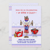 4. Juli - Uncle Sam Party GRILLEN Einladung (Vorne/Hinten)