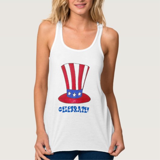 4. Juli Uncle Sam Patriotic USA Tank Top (Vorderseite)