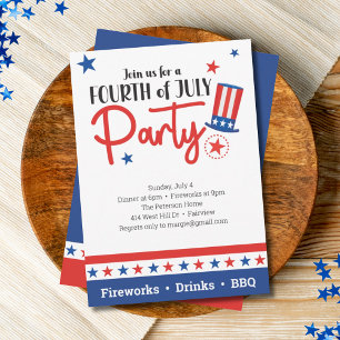 4. Juli Uncle Sam Red White Blue Party Einladung