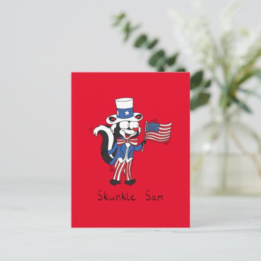4. Juli Uncle Sam Skunk Funny Postkarte (Stehend Vorderseite)