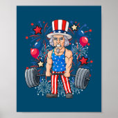 4. Juli Uncle Sam Weightlift Funny Poster (Vorne)