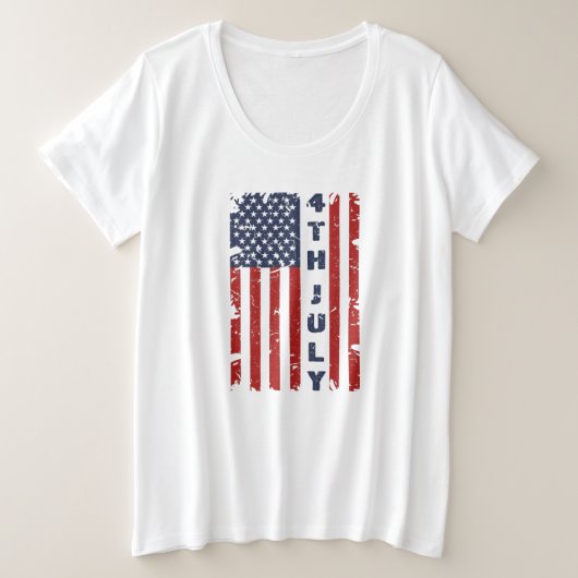 4. Juli und Torn-US-Flagge Große Größe T-Shirt (Design vorne)