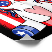 4. Juli Unicorn American Flag Patriotic Women Poster (Ecke)