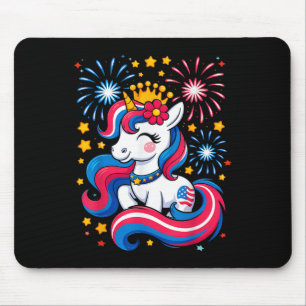 4. Juli Unicorn Girls Kinder Kleinkind Niedlich am Mousepad