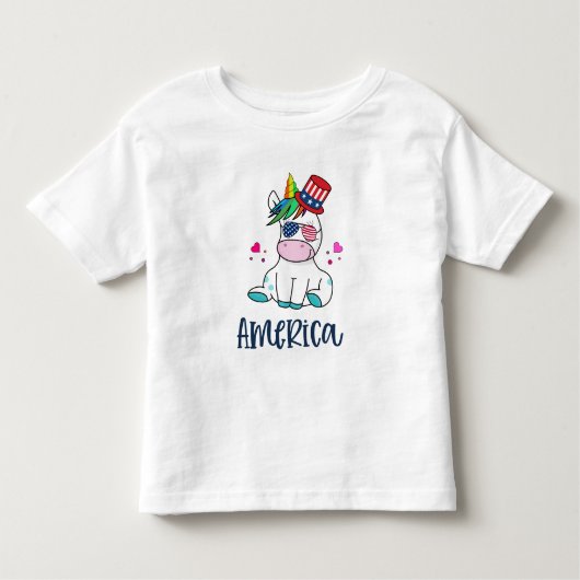 4. Juli Unicorn mit US-Flagge Sun Brillen Kleinkind T-shirt (Vorderseite)