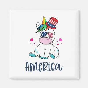 4. Juli Unicorn mit US-Flagge Sun Brillen Magnet