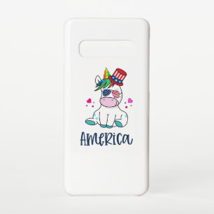4. Juli Unicorn mit US-Flagge Sun Brillen Samsung Galaxy S10 Hülle