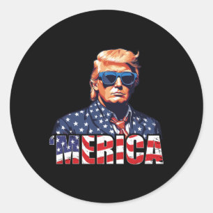 4. Juli US-amerikanische Flagge Trump Vintage Outf Runder Aufkleber