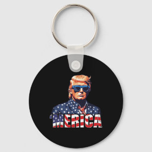 4. Juli US-amerikanische Flagge Trump Vintage Outf Schlüsselanhänger
