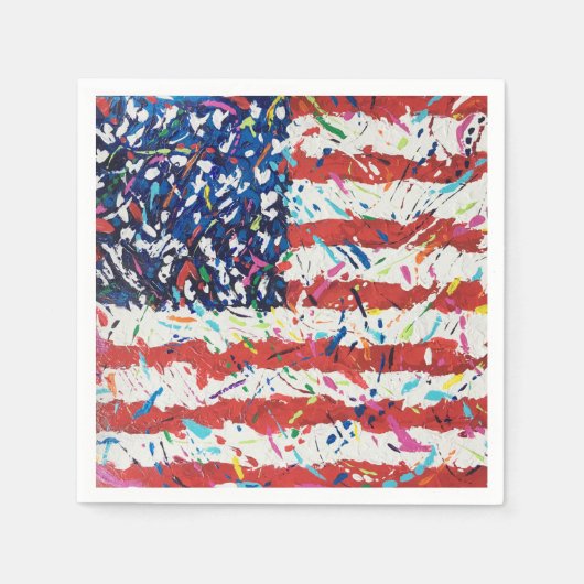 4. Juli US Confetti Flag Cocktail Napkins Serviette (Vorderseite)