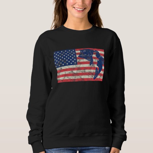 4. Juli US Flag Fischfang Sweatshirt (Vorderseite)