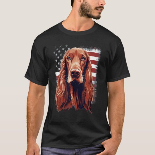 4. Juli US Flag Irish Setter Dog T-Shirt (Vorderseite)