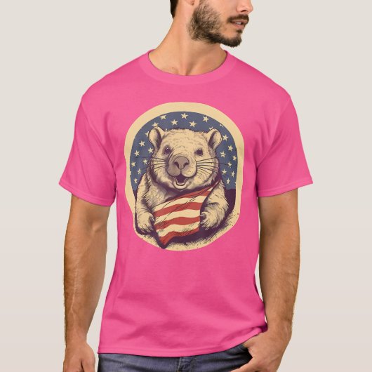 4. Juli US Flag Wombat T-Shirt (Vorderseite)