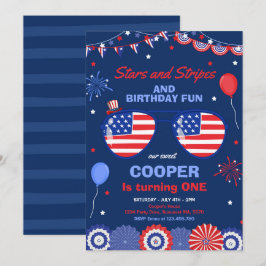 4. Juli US Flagge 1. Geburtstag Einladung