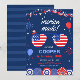 4. Juli US Flagge 1. Geburtstag Einladung
