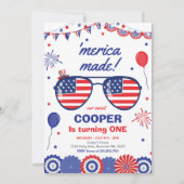 4. Juli US Flagge 1. Geburtstag Einladung (Vorderseite)