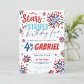4. Juli US Flagge 4. Geburtstag Einladung (Stehend Vorderseite)