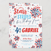 4. Juli US Flagge 4. Geburtstag Einladung (Vorne/Hinten)