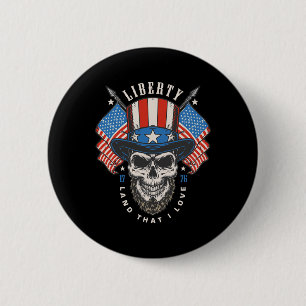 4. Juli US-Flagge America Liberty Skull Button