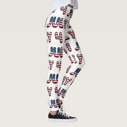 4. Juli US Flagge der amerikanischen Flaggentypogr Leggings (Rechts)