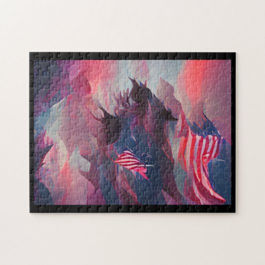 4. Juli US-Flagge Digitale abstrakte Kunst Puzzle (Horizontal)