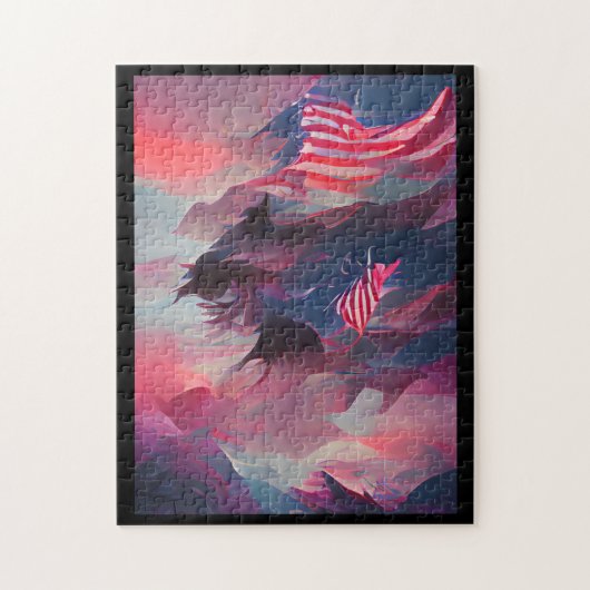 4. Juli US-Flagge Digitale abstrakte Kunst Puzzle (Vertikal)