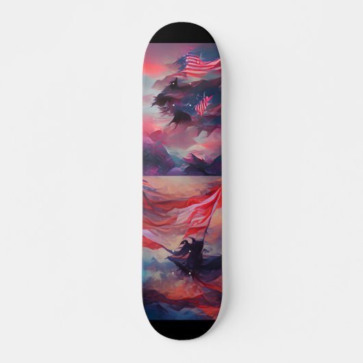 4. Juli US-Flagge Digitale abstrakte Kunst Skateboard (Vorne)