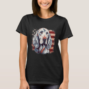 4. Juli US-Flagge Englischer Setter Hund T-Shirt
