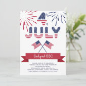 4. Juli US Flagge Feuerwerk moderne Grillen Einladung (Stehend Vorderseite)