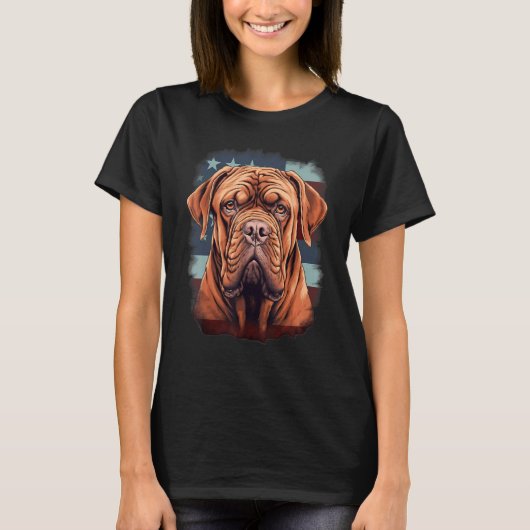 4. Juli US-Flagge Französischer Mastiff Hund T-Shirt (Vorderseite)