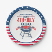 4. Juli US Flagge GRILLEN Pappteller (Vorderseite)