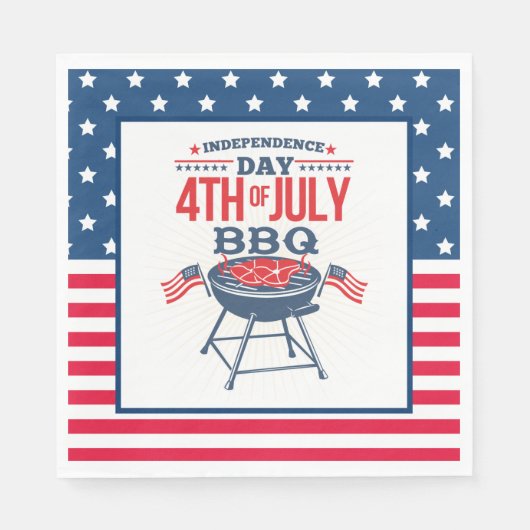 4. Juli US Flagge GRILLEN Serviette (Vorderseite)