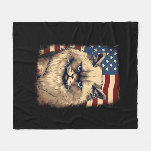 4. Juli US-Flagge Himalayan Katze Fleecedecke (Vorderseite (Horizontal))