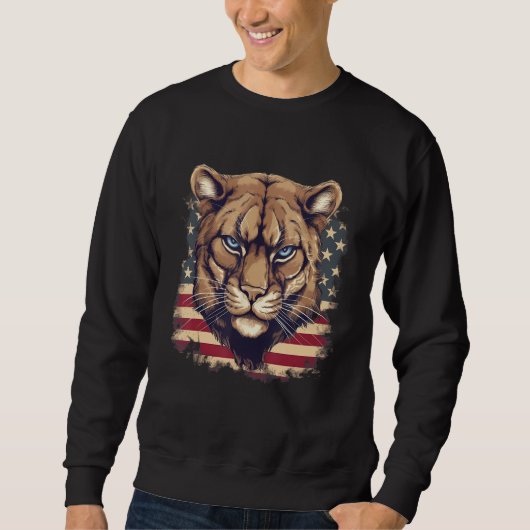 4. Juli US Flagge Kuguar Sweatshirt (Vorderseite)