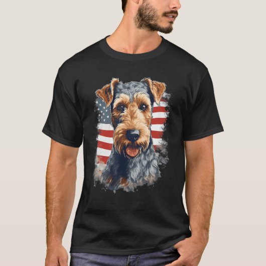 4. Juli US-Flagge Lakeland Terrier Dog 1 T-Shirt (Vorderseite)