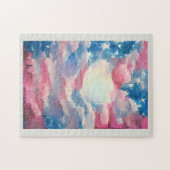 4. Juli US-Flagge Liebe digitale abstrakte Kunst Puzzle (Horizontal)