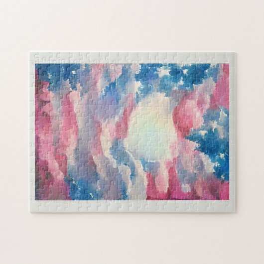 4. Juli US-Flagge Liebe digitale abstrakte Kunst Puzzle (Horizontal)