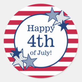 4. Juli US Flagge Modernes Patriotisches Runder Aufkleber