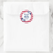 4. Juli US Flagge Modernes Patriotisches Runder Aufkleber (Tasche)