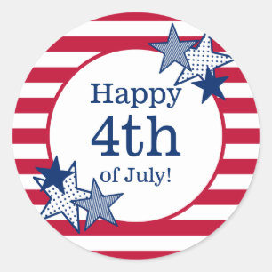 4. Juli US Flagge Modernes Patriotisches Runder Aufkleber